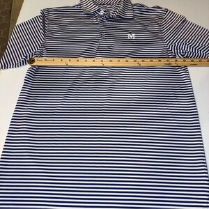 Southern Tide Polo Shirt Mens Medium Blue White Stripe Performance Golf M Embroi